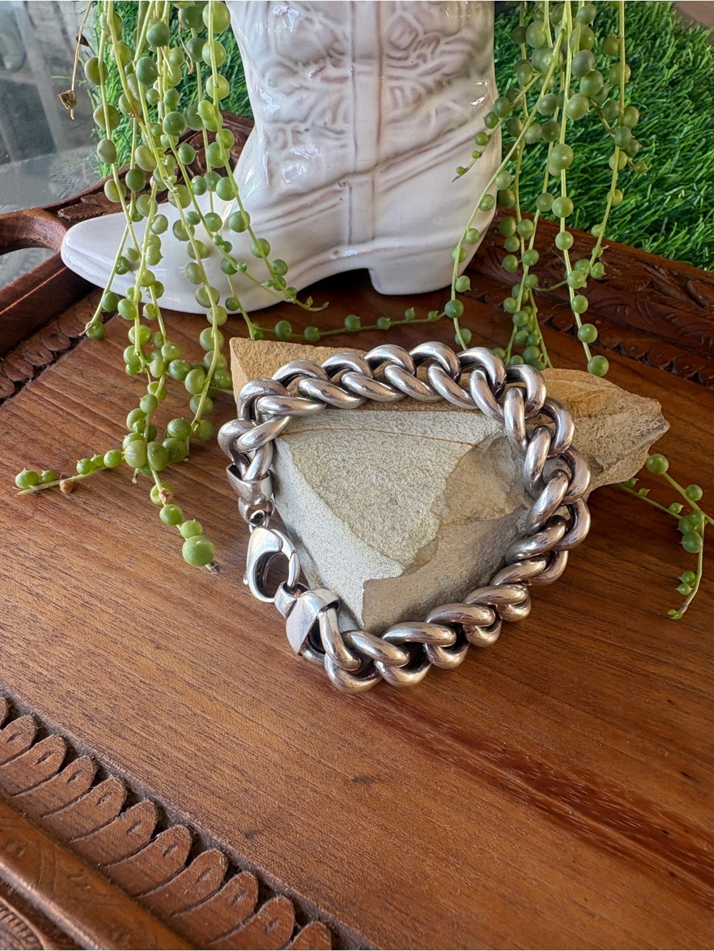 Milor Italy 925 Chunky Sterling Silver Curb Bracelet 8”